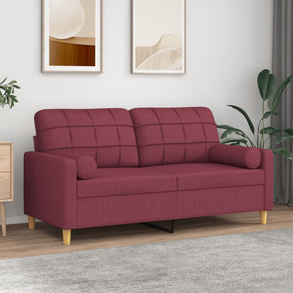 Tweezitsbank Met Sierkussens Stof 140 cm Wijnrood