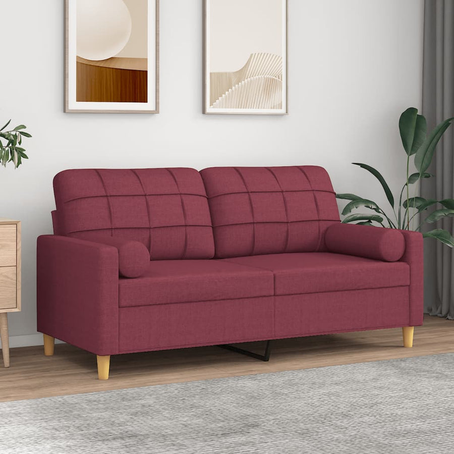 Tweezitsbank Met Sierkussens Stof 140 cm Wijnrood