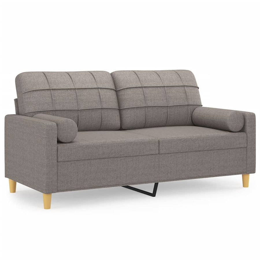 Tweezitsbank Met Sierkussens Stof 140 cm Taupe