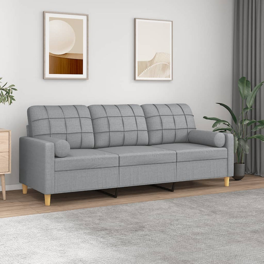 Driezitsbank Met Sierkussens Stof 180 cm Lichtgrijs