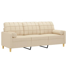 Driezitsbank Met Sierkussens Stof Kleurig 180 cm Crème