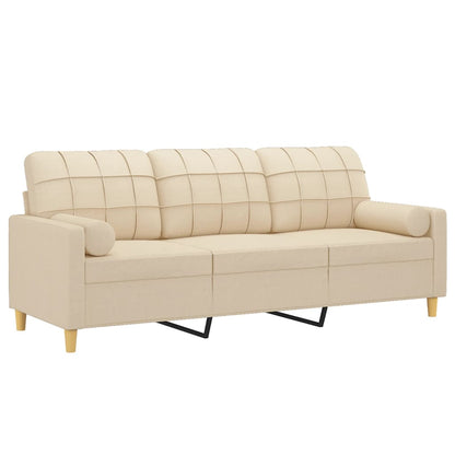 Driezitsbank Met Sierkussens Stof Kleurig 180 cm Crème