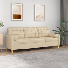 Driezitsbank Met Sierkussens Stof Kleurig 180 cm Crème