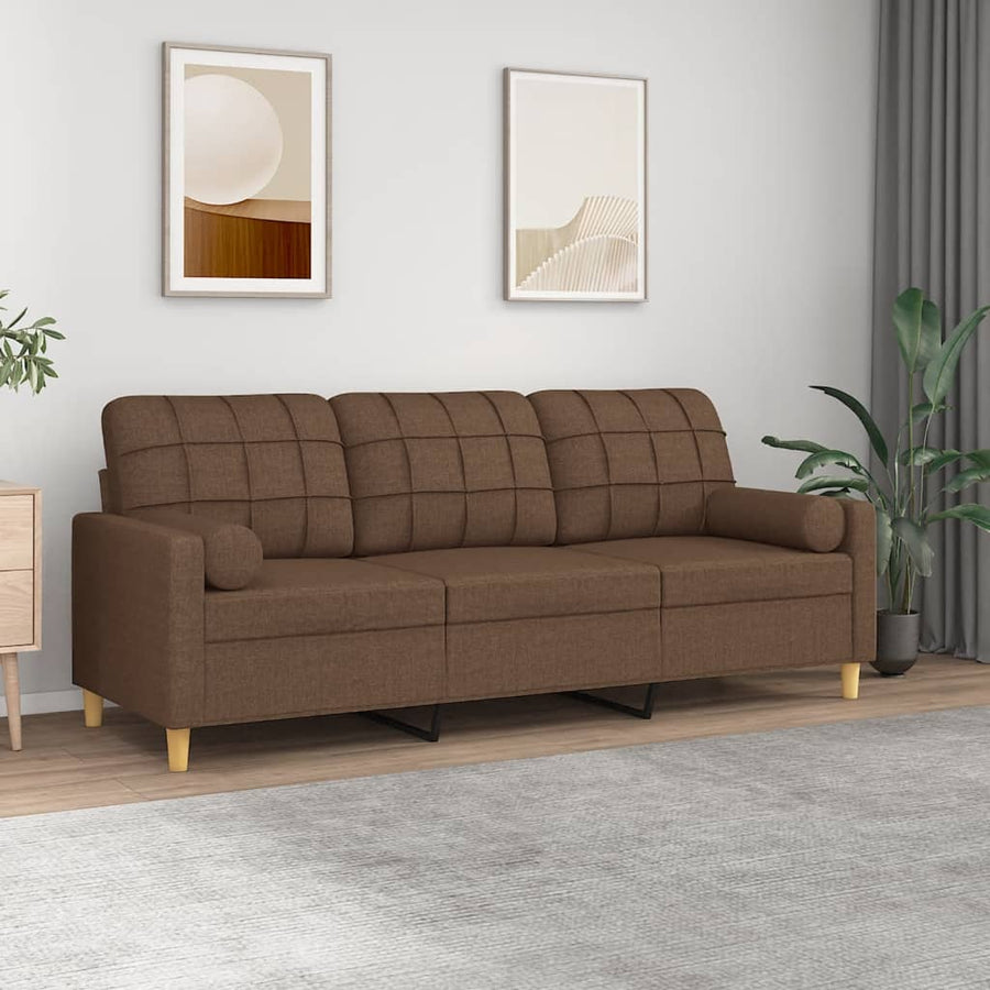 Driezitsbank Met Sierkussens Stof 180 cm Bruin
