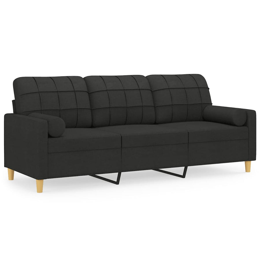 Driezitsbank Met Sierkussens Stof 180 cm Zwart