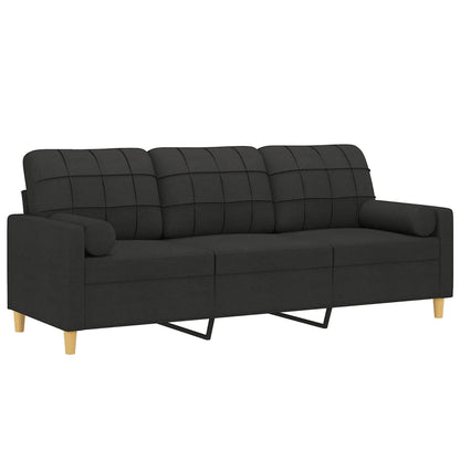 Driezitsbank Met Sierkussens Stof 180 cm Zwart