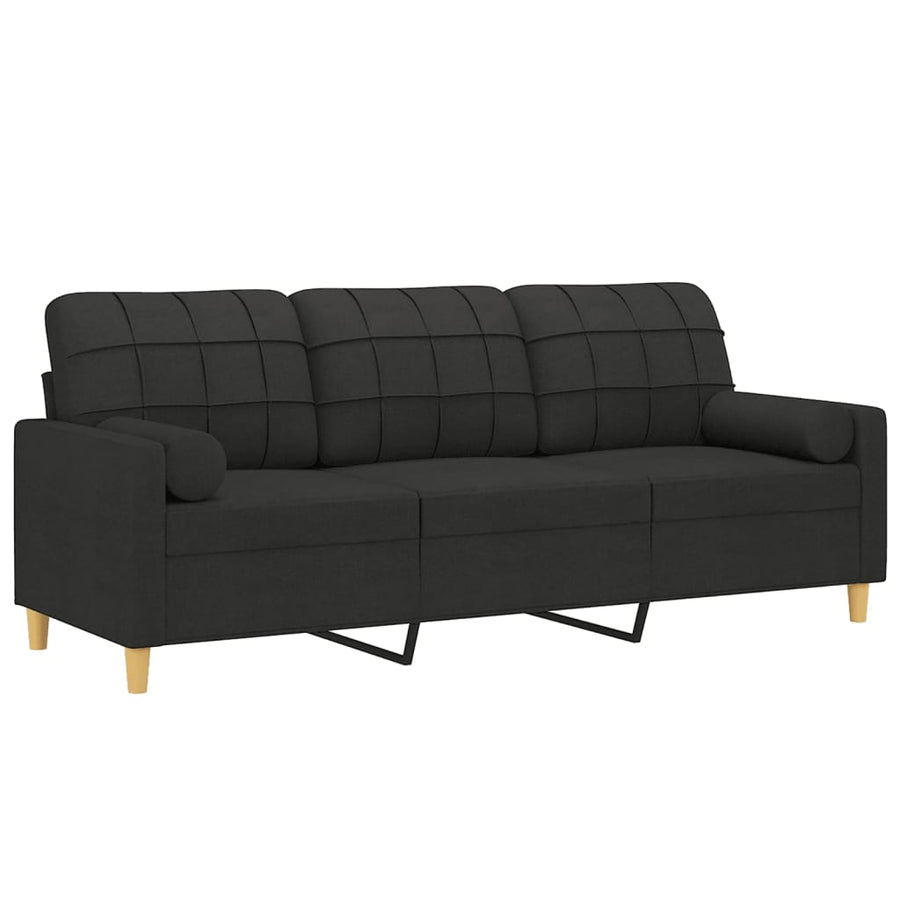 Driezitsbank Met Sierkussens Stof 180 cm Zwart
