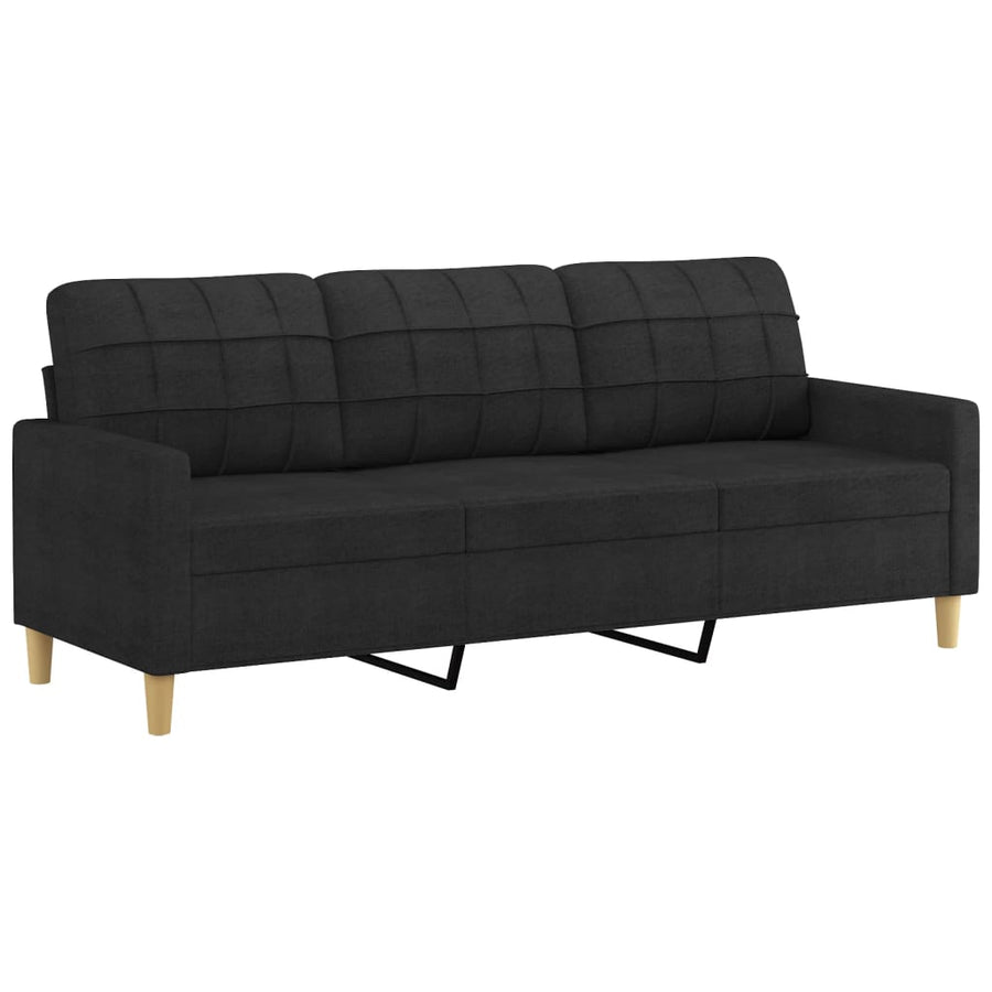 Driezitsbank Met Sierkussens Stof 180 cm Zwart