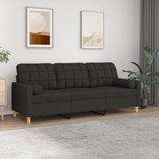 Driezitsbank 180 cm stof zwart