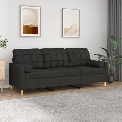 Driezitsbank Met Sierkussens Stof 180 cm Zwart