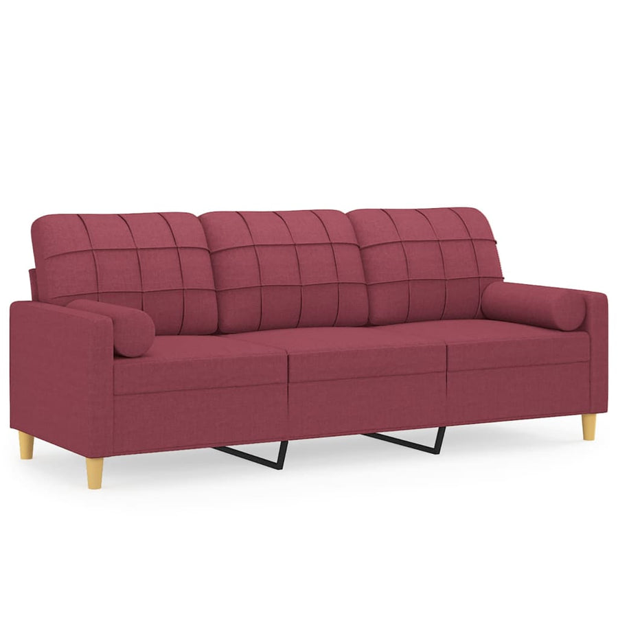 Driezitsbank Met Sierkussens Stof 180 cm Wijnrood