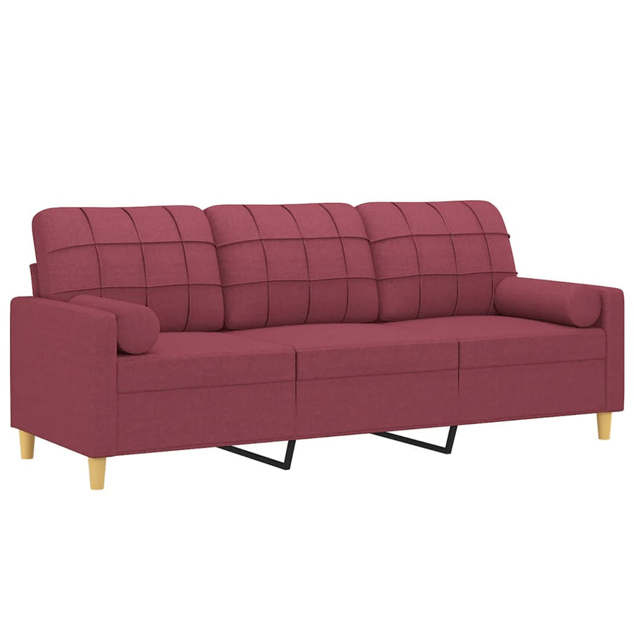 Driezitsbank Met Sierkussens Stof 180 cm Wijnrood