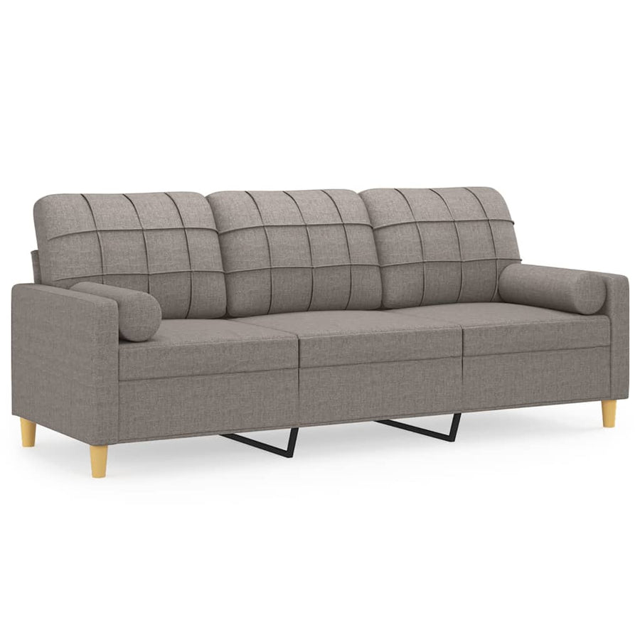 Driezitsbank Met Sierkussens Stof 180 cm Taupe