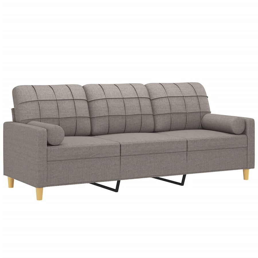 Driezitsbank Met Sierkussens Stof 180 cm Taupe