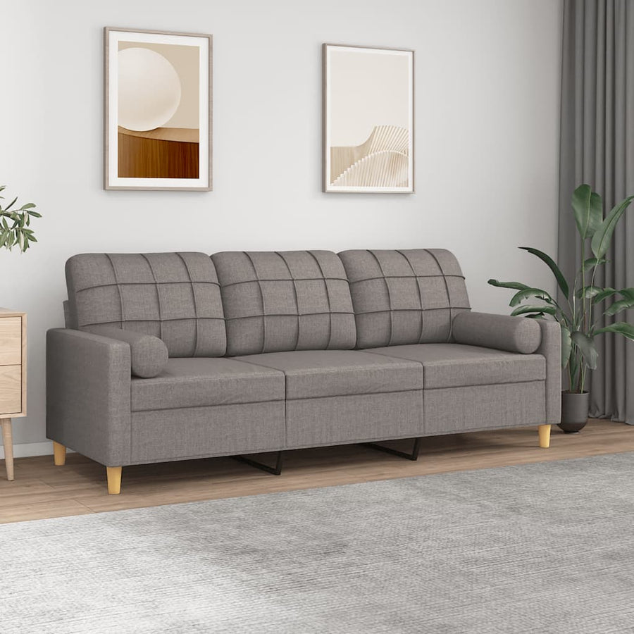 Driezitsbank Met Sierkussens Stof 180 cm Taupe