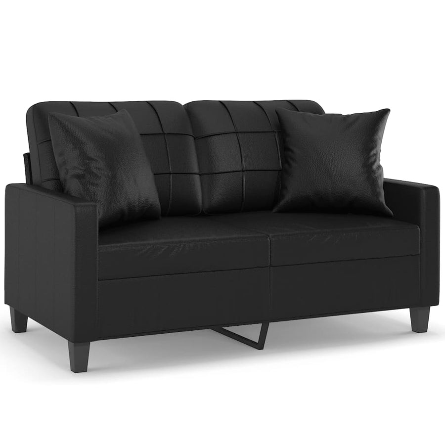 Tweezitsbank Met Sierkussens Kunstleer 120 cm Zwart