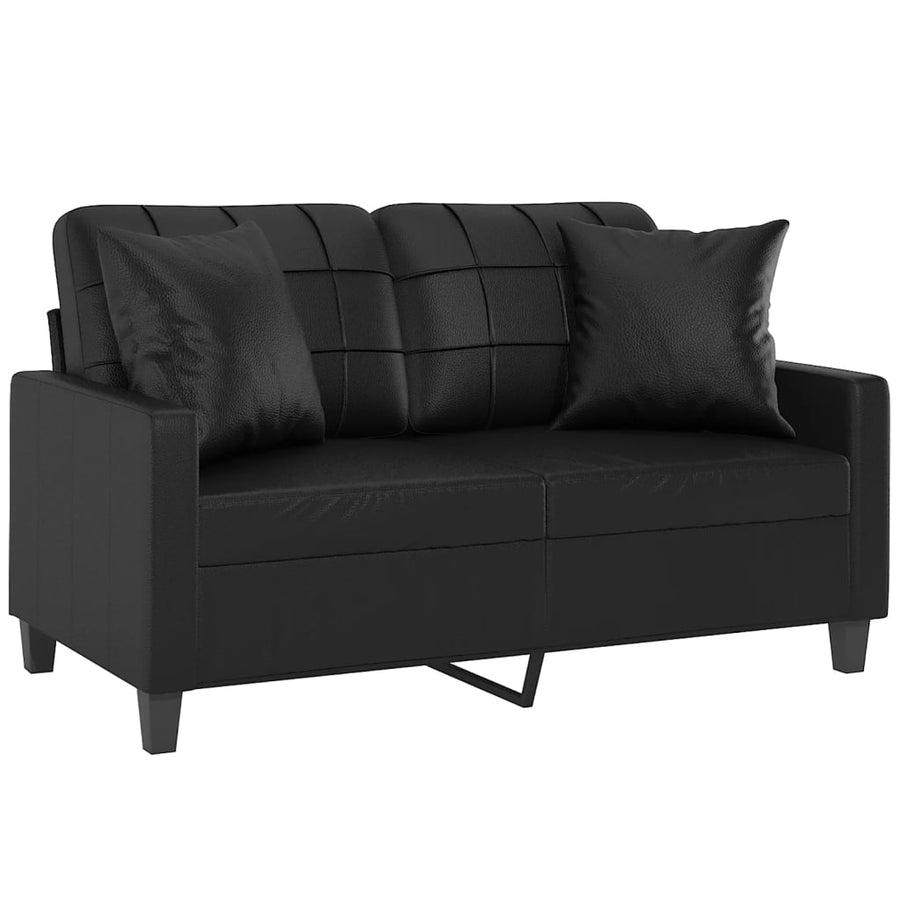 Tweezitsbank Met Sierkussens Kunstleer 120 cm Zwart