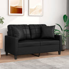 Two-seater sofa with throw pillows 120 cm faux leather black