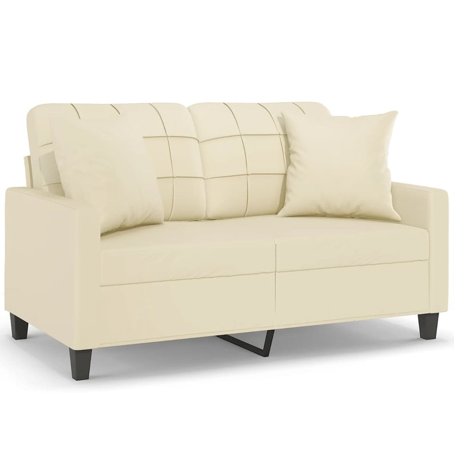 Tweezitsbank Met Sierkussens Kunstleer Kleurig 120 cm Crème