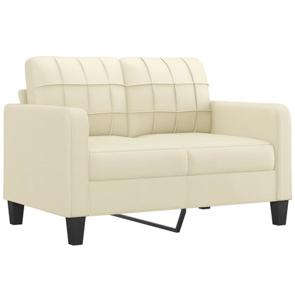 Tweezitsbank Met Sierkussens Kunstleer Kleurig 120 cm Crème