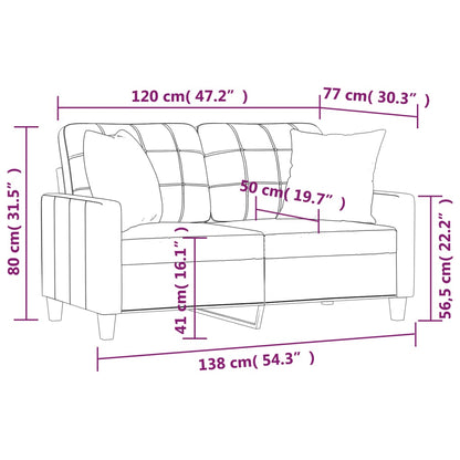 Tweezitsbank Met Sierkussens Kunstleer Kleurig 120 cm Crème