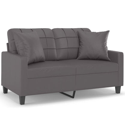 Tweezitsbank Met Sierkussens Kunstleer 120 cm Grijs