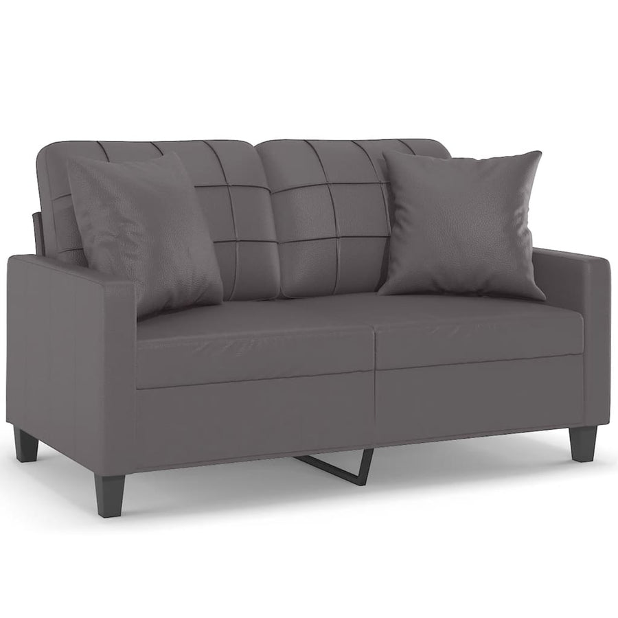 Tweezitsbank Met Sierkussens Kunstleer 120 cm Grijs