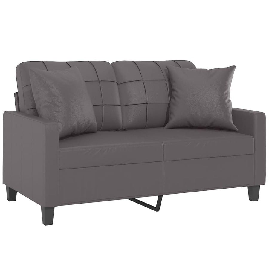 Tweezitsbank Met Sierkussens Kunstleer 120 cm Grijs