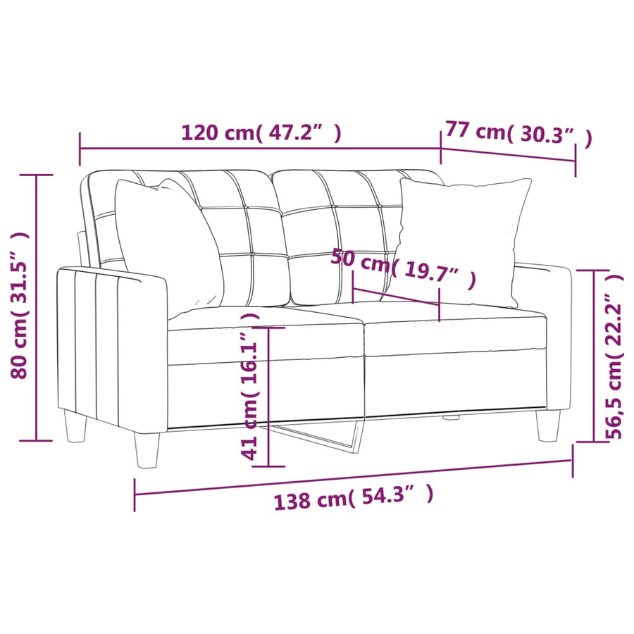 Tweezitsbank Met Sierkussens Kunstleer 120 cm Grijs