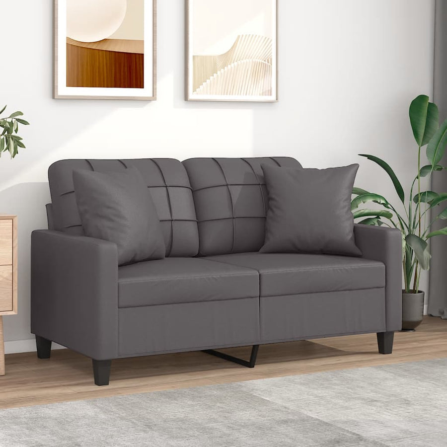 Tweezitsbank Met Sierkussens Kunstleer 120 cm Grijs