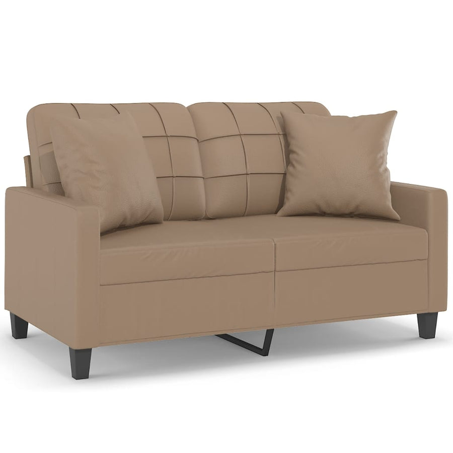 Tweezitsbank Met Sierkussens Kunstleer Kleurig 120 cm Cappuccino