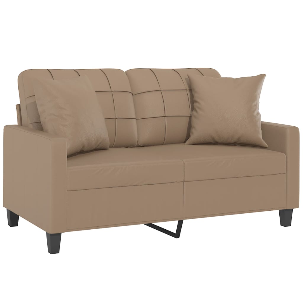 Tweezitsbank Met Sierkussens Kunstleer Kleurig 120 cm Cappuccino