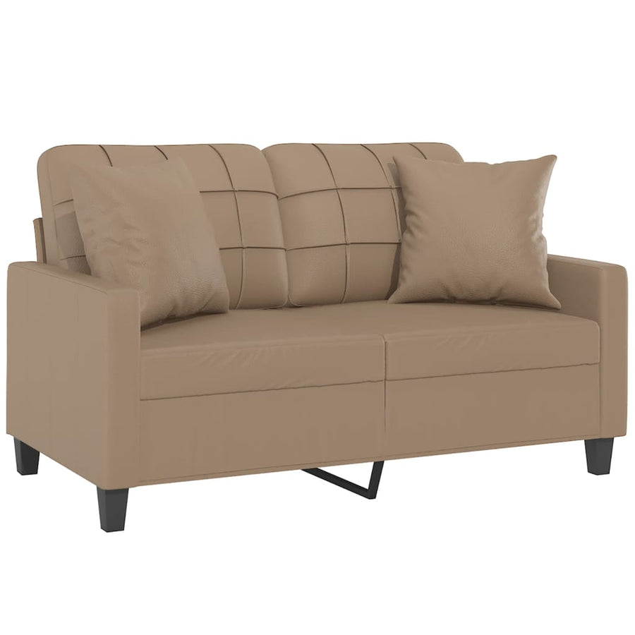 Tweezitsbank Met Sierkussens Kunstleer Kleurig 120 cm Cappuccino