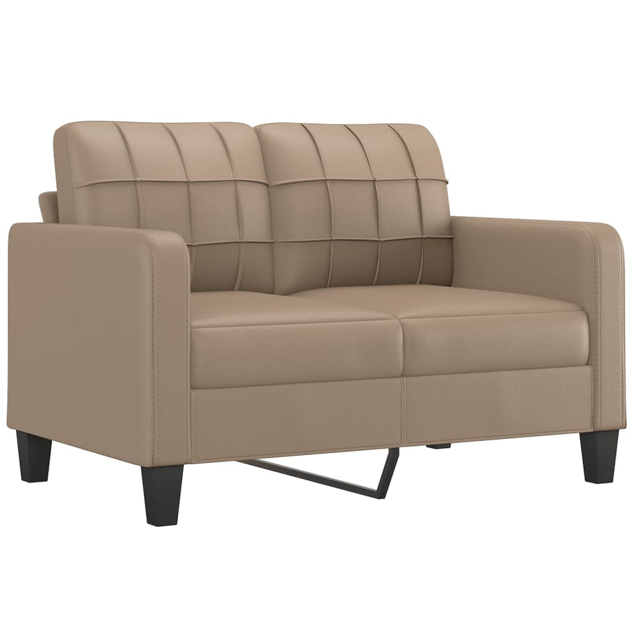 Tweezitsbank Met Sierkussens Kunstleer Kleurig 120 cm Cappuccino