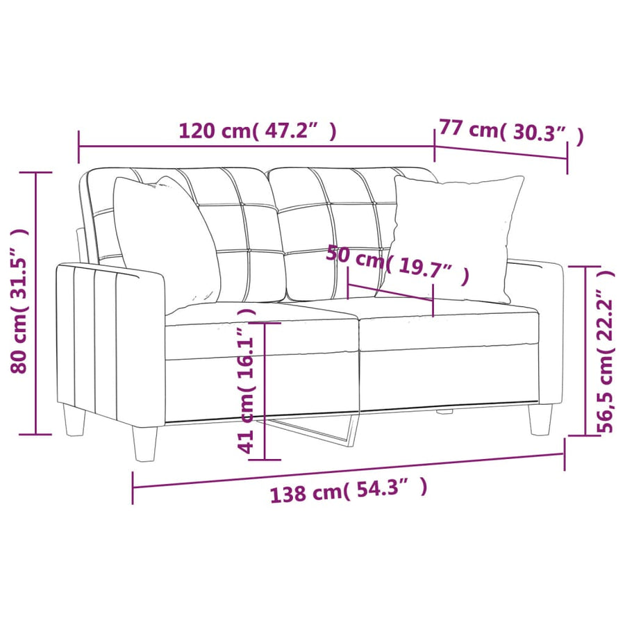 Tweezitsbank Met Sierkussens Kunstleer Kleurig 120 cm Cappuccino
