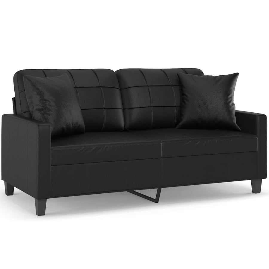 Tweezitsbank Met Sierkussens Kunstleer 140 cm Zwart