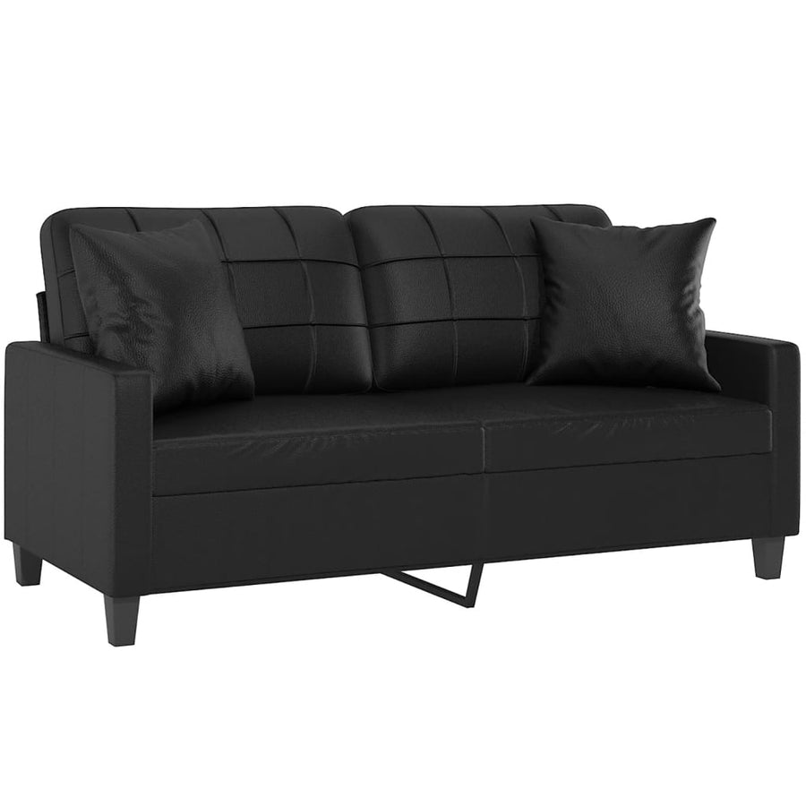 Tweezitsbank Met Sierkussens Kunstleer 140 cm Zwart