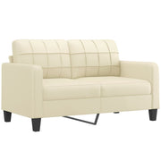 Two-seater sofa with throw pillows 140 cm faux leather cream
