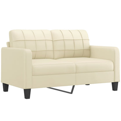 Tweezitsbank Met Sierkussens Kunstleer Kleurig 140 cm Crème