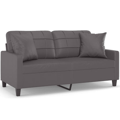 Tweezitsbank Met Sierkussens Kunstleer 140 cm Grijs