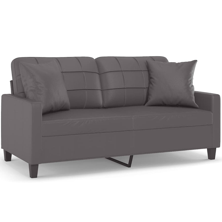 Tweezitsbank Met Sierkussens Kunstleer 140 cm Grijs