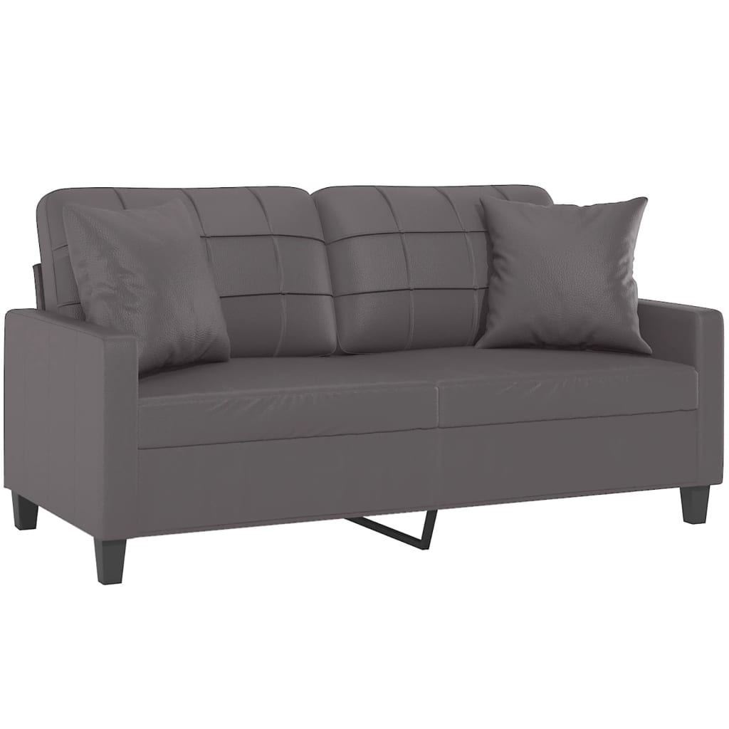 Tweezitsbank Met Sierkussens Kunstleer 140 cm Grijs