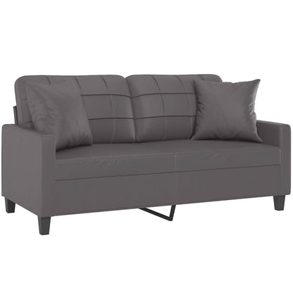 Tweezitsbank Met Sierkussens Kunstleer 140 cm Grijs