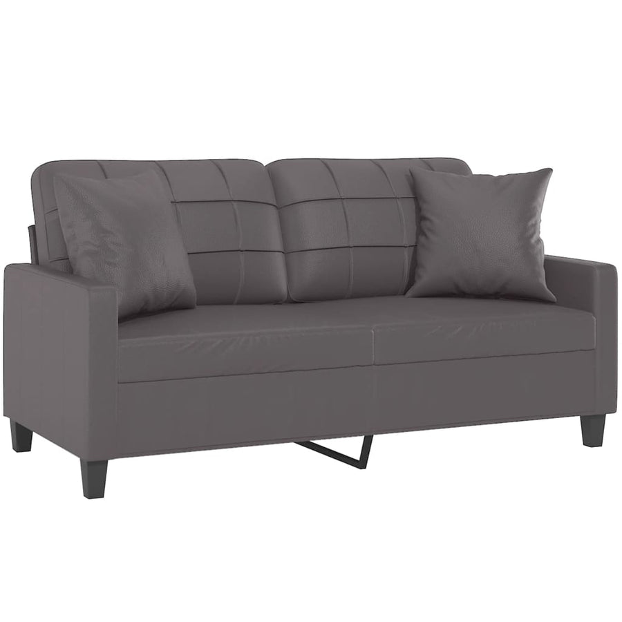 Tweezitsbank Met Sierkussens Kunstleer 140 cm Grijs