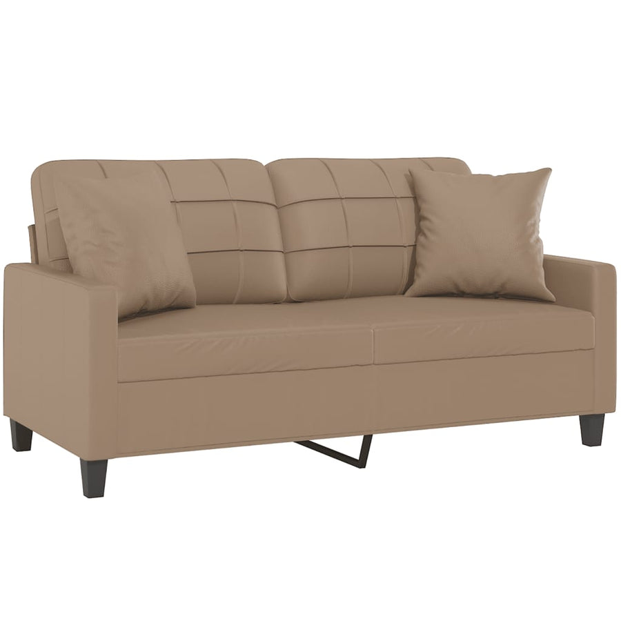Tweezitsbank Met Sierkussens Kunstleer Kleurig 140 cm Cappuccino