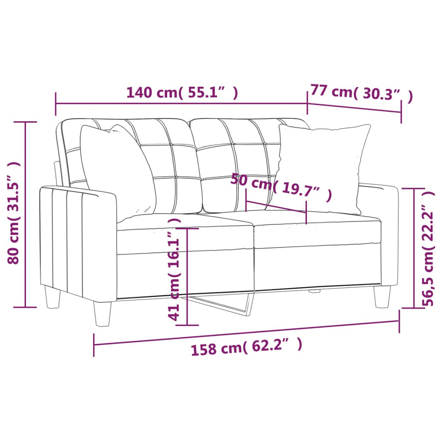 Tweezitsbank Met Sierkussens Kunstleer Kleurig 140 cm Cappuccino