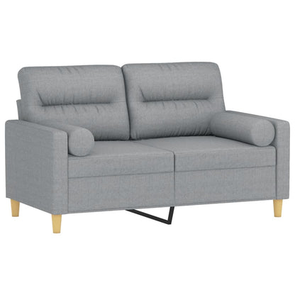 Tweezitsbank Met Sierkussens Stof 120 cm Lichtgrijs