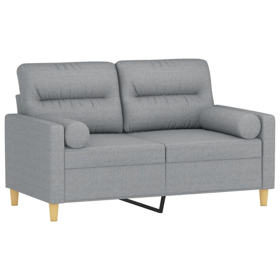 Tweezitsbank Met Sierkussens Stof 120 cm Lichtgrijs