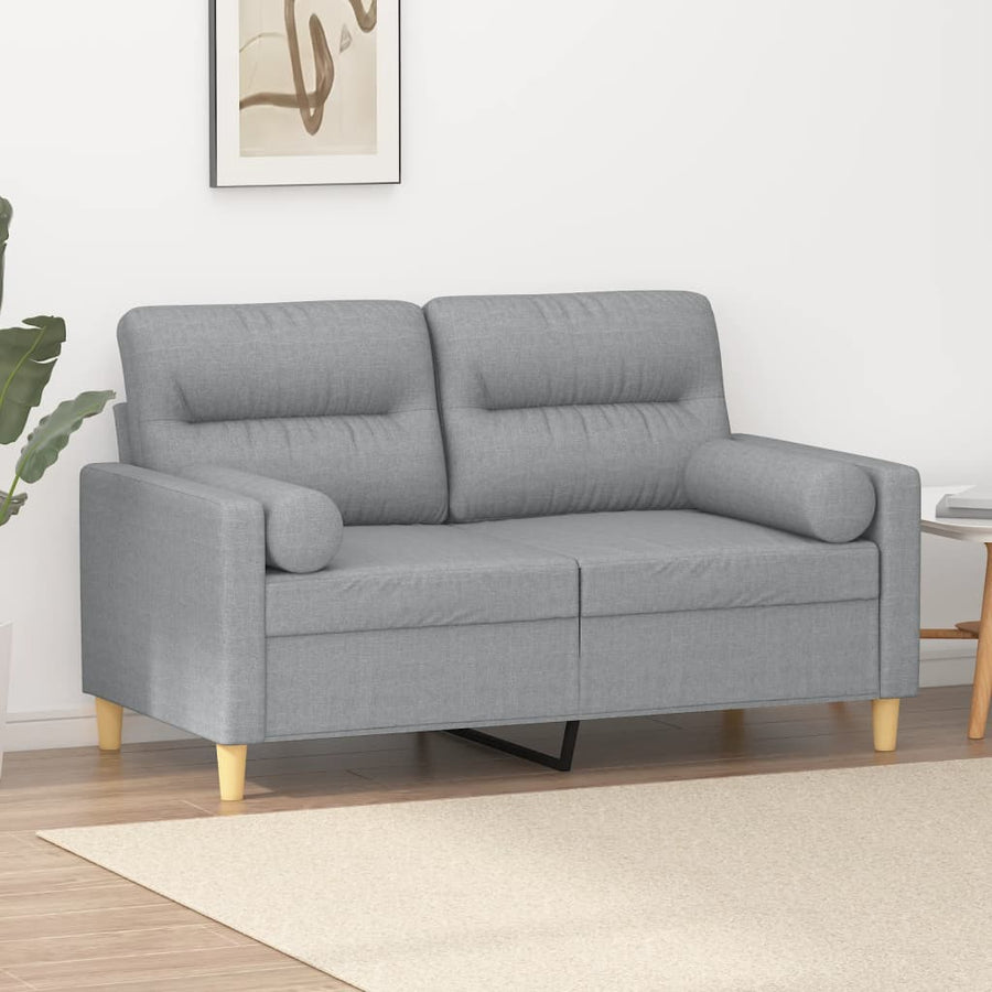 Tweezitsbank Met Sierkussens Stof 120 cm Lichtgrijs