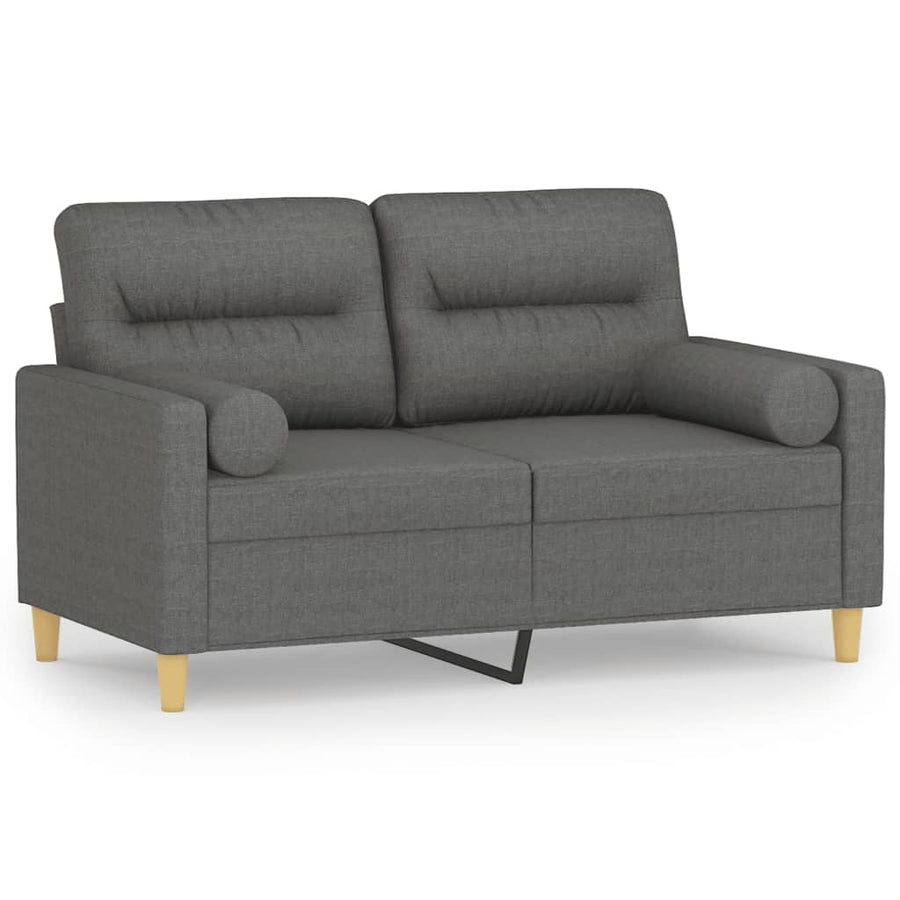 Tweezitsbank Met Sierkussens Stof 120 cm Donkergrijs
